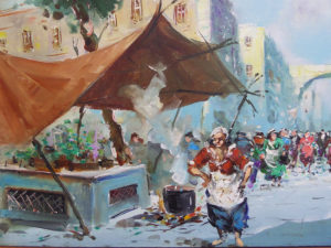 quadro mercato del pittore a. conte